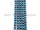 Mystic Plated Tear Tiger Eye Beads, Round Smooth 6mm/8mm/10mm/12mmTear Blue Tiger Eye, 15.5" Full Strand, Sku#UA74