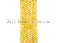 2mm/3mm/4mm High Quality Sparkly Cubic Zirconia Beads, Faceted Sparkly Yellow Color beads, 15.5inch full strand, SKU#U916