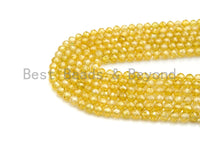 2mm/3mm/4mm High Quality Sparkly Cubic Zirconia Beads, Faceted Sparkly Yellow Color beads, 15.5inch full strand, SKU#U916