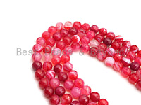High Quality Natural Faceted Banded Agate Beads, 6mm/8mm/10mm, Pink Red White Banded Agate Beads,15.5" Full Strand, SKU#UA81
