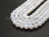 Quality Natural Milky White Agate Beads, Round Smooth 6mm/8mm/10mm/12mm Milky White Agate Beads, 15.5" Full Strand, sku#UA82