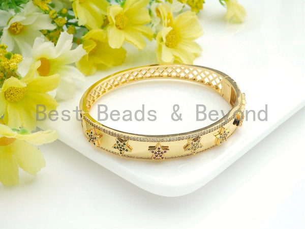 Micro Pave Star Bangle Bracelet, Cubic Zirconia Gold bracelet, Star Braccelet, Bangle bracelet, Fashion Jewelry, sku#X156