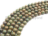 Natural Tibetan Green Agate with Eye Beads, Dzi Eye Agate beads, 6mm/8mm/10mm Tibetan Round Agate, 15.5" Full Strand, sku#U923