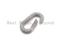 NEW Spring Snap Fully CZ Micro Pave Oval Carabiner Clasp, Oval Link Clasp, Connector Clasp, Oval Lock, 18x34mm/15x28mm, sku#H257