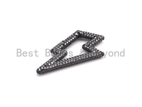 NEW Fully CZ Micro pave Lightning Bolt Clasp with Easy Open Spring, CZ Pave Lock, Spring Snap Link Clasp, 19x38mm, sku#H262
