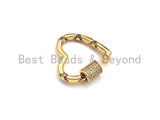 Gold Micro Pave Heart with Colorful CZ Cross Patten Clasp, Heart Lock, CZ Pave Gold Plated Clasp, 28x30mm,mm, sku#H267
