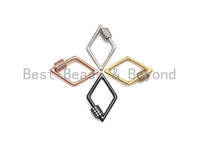 PRESELLING Clear CZ Micro pave Rhombus Clasp, CZ Pave Lock, Gold/Silver/Rose Gold/Gunmetal Carabiner Clasp, 19x30mm, sku#H270