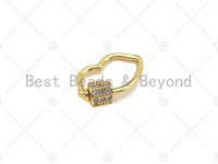 Small Clear CZ Micro pave Lip Shape Clasp, 18k Gold CZ Pave Clasp, Lip Carabiner Clasp, lip Connector, Lip Charm,9x15mm, sku#LK10