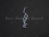 Cobalt CZ Micro Pave LOVE Shaped Pendant/Charm, Cubic Zirconia love Letter Pendant Charm, 7x36mm,sku#Y247