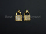 CZ Micro Pave PadLock Shape Pendant, Cubic Zirconia Rectangle Lock Pendant, Gold Tone pendant, 11x16mm, sku#F1117