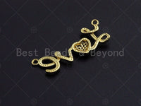 18K Gold LOVE With CZ Micro Pave Heart Connector, Love Necklace pendant, Love heart bracelet Connector, 12x33mm, sku#LK14
