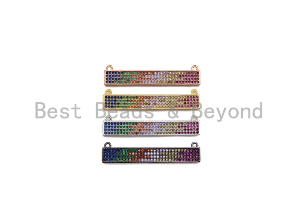 Colorful CZ Micro Pave Long Bar Charm/Pendant, CZ Pave Charm in Gold/Rose Gold/Silver/Black Finish, Pave Bar, 8x37mm,sku#F1129