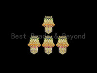 Colorful CZ Micro Pave Hamsa Hand Pendant/Charm,Cubic Zirconia Paved Charm, Necklace Bracelet Charm Pendant, 14x21mm,sku#F1144
