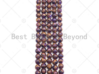 Gold Clinquant Beads, 4mm/6mm/ 8mm/10mm/12mm, Cloisonne Purple Color, 15.5" Full Strand Wholesale Gemstones,sku#U953 Bestbeads&Beyond