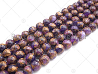 Gold Clinquant Beads, 4mm/6mm/ 8mm/10mm/12mm, Cloisonne Purple Color, 15.5" Full Strand Wholesale Gemstones,sku#U953 Bestbeads&Beyond