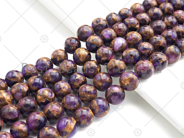 Gold Clinquant Beads, 4mm/6mm/ 8mm/10mm/12mm, Cloisonne Purple Color, 15.5" Full Strand Wholesale Gemstones,sku#U953 Bestbeads&Beyond