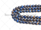 Gold Clinquant Beads, 4mm/6mm/ 8mm/10mm/12mm, Cloisonne Royal Blue Color, 15.5" Full Strand, Wholesale Gemstone,Sku#U954 Bestbeads&Beyond