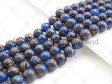 Gold Clinquant Beads, 4mm/6mm/ 8mm/10mm/12mm, Cloisonne Royal Blue Color, 15.5" Full Strand, Wholesale Gemstone,Sku#U954 Bestbeads&Beyond