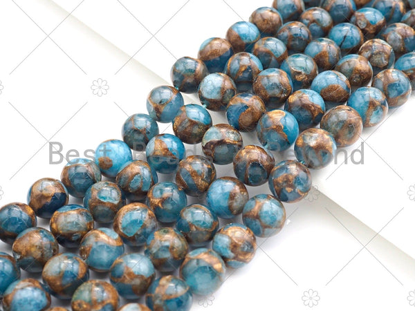 Gold Clinquant Beads, 4mm/6mm/ 8mm/10mm/12mm, Cloisonne Blue Color, 15.5" Full Strand Wholesale Gemstones,sku#U955