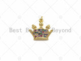 18K Gold Multicolor Micro CZ Pave Crown Pendant, Gold Crown Charm,  Crown Beads, Jewelry Findings, 15x13mm,sku#LK39 Bestbeads&Beyond