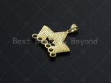 18K Gold Micro CZ Pave King Crown Pendant, Gold Crown Charm,  Crown Beads, Jewelry Findings, 25x22mm,sku#LK44