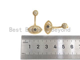 CZ Micro Pave Evil Eye Earrings, Evil Eye Dangle Earrings, Clear CZ micro pave earrings, 18x28mm, sku#J231