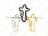 CZ Micro pave Cross Clasp, Gold/Rose gold/Black/Silver, Carabiner Claps, 20x32mm, Fashion Jewelry, sku#H132