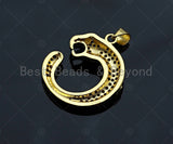 18K Gold Leopard Shape Pendant, Panther Charm, Animal Pave Pendant, 22x25mm, Sku#LK54 Bestbeads&Beyond