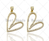 18K Gold Finish Large Heart Shape Pendant,Heart Charm, Heart Pave Pendant, Gold plated, 21x25mm, Sku#LK56