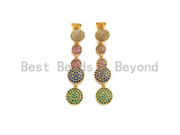 Colorful CZ Micro Pave Five Round Dots Dangle&Drop Earrings, Colorful CZ micro pave earrings, Statement Earrings, 47mm, sku#J275 Bestbeads&Beyond