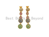 Colorful CZ Micro Pave Five Round Dots Dangle&Drop Earrings, Colorful CZ micro pave earrings, Statement Earrings, 47mm, sku#J275 Bestbeads&Beyond