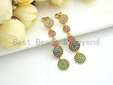 Colorful CZ Micro Pave Five Round Dots Dangle&Drop Earrings, Colorful CZ micro pave earrings, Statement Earrings, 47mm, sku#J275 Bestbeads&Beyond