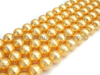 Quality Gold Mother of Pearl beads, 8mm/10mm/12mm Pearl Faceted Round beads, sku#T153