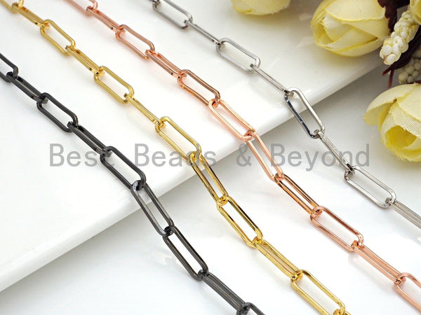15x5mm Gold Black Silver Rose Gold Rectangle Chain, Cable Chain, Paper Clip Chain, sku#E517