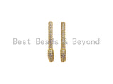 CZ  Micro Pave Safety Pin Earring, Gold/Silver/ Rainbow Color Safety Pin Huggies Earrings, 4x30mm,sku#X150