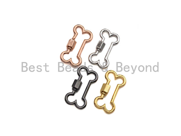 Dog Bone Shape Clasp, CZ Pave ScrewClasp, Pet Charm, Gold/Silver/Rose Gold/Black Carabiner Clasp, 14x26mm, sku#H299 Bestbeads&Beyond