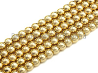 New Light Gold Natural Hematite Beads, 6mm/8mm/10mm Round Smooth Light Gold Hematite Beads, 15.5" Full Strand, sku#S125