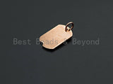 CZ Micro Pave Good Luck Dog Tag Pendant,  Gold/Silver/Rose Gold Tag Pendant Charm, 9x15mm, SKU#Y240