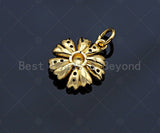CZ Micro Pave White Enamel Daisy Flower Charm, 18K Gold Filled Flower Charm, Necklace Bracelet Charm Pendant, 13mm, Sku# Y268