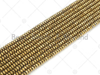 Darker Gold Hematite Rondelle Faceted Spacer Beads,2x3/2x4/3x6/3x8mm Rondelle Gold Color Hematite, 15.5" Full Strand, sku#S129