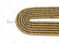 Darker Gold Hematite Rondelle Faceted Spacer Beads,2x3/2x4/3x6/3x8mm Rondelle Gold Color Hematite, 15.5" Full Strand, sku#S129