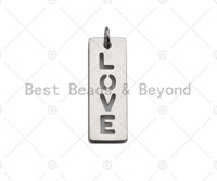 Hollow Out LOVE Bar Charm/Pendant, Gold/Silver/Rose Gold/Black Rectangle Dod Tag Pendant, DIY Valentine's Day Gift, 11x29mm, Sku#ML03