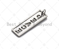 Hollow Out PEACE Bar Pendant, Gold/Silver/Rose Gold/Black Rectangle Dog Tag Pendant, DIY Jewelry Gift, 10x29mm, Sku#ML05