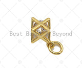 3D Gold Merkaba Star, Star Cage Pendant, Star Cage Necklace Bracelet Charms, 10x12mm, Sku#Y272