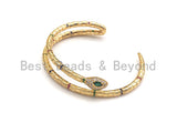 CZ Micro Pave Coiled Snake Bracelet with Emerald Eyes, Snake Bracelet, Wire bracelet, Bangle bracelet, sku#X154