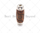 16x39mm Large Natural Tibetan Agate Barrel Shape Spacer Beads, Silver Wrap Finish, Oval Tibetan Agate Beads, sku#U962