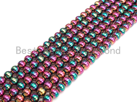 NEW Titanium Red Green Multicolor Hematite, Round Smooth 3mm/4mm/6mm/8mm/10mm, Natural Hematite beads, 15.5" Full Strand, #S126