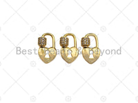 Small Cute 18K Gold Dainty Lock Clasp, Carabiner Clasp Heart Lock, Paper clip Chain connector Clasp, Chain Clasp, 8x14mm, sku#LK09