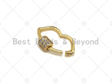 Small Clear CZ Micro pave Lip Shape Clasp, 18k Gold CZ Pave Clasp, Lip Carabiner Clasp, lip Connector, Lip Charm,9x15mm, sku#LK10