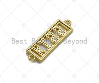 KISS on Rectangle Connector, Kiss Bracelet Link, Rectangle  Connector, Cubic Zirconia Pendant, Gold Tone, 10x31mm, Sku#LK85